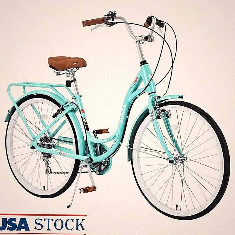 24 In Cruiser Bike 7 Speed Hybrid Bicycle Women City Commuter Leisure Ride New