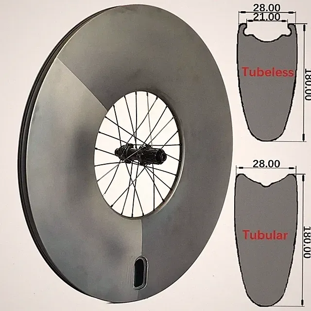 700C Carbon Road Track TT Bicycle Wheelset 180mm Depth Tubeless Tubular