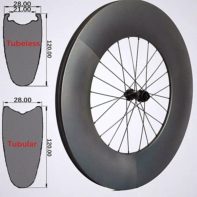 700C Road Track TT Bicycle Wheelset 120mm Depth Tubeless Tubular Disc/V Brake