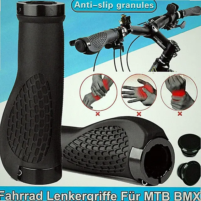 Bike Grips Rubber Mountain Bicycle MTB Handlebar Ergonomic Cycling Lock On TPR