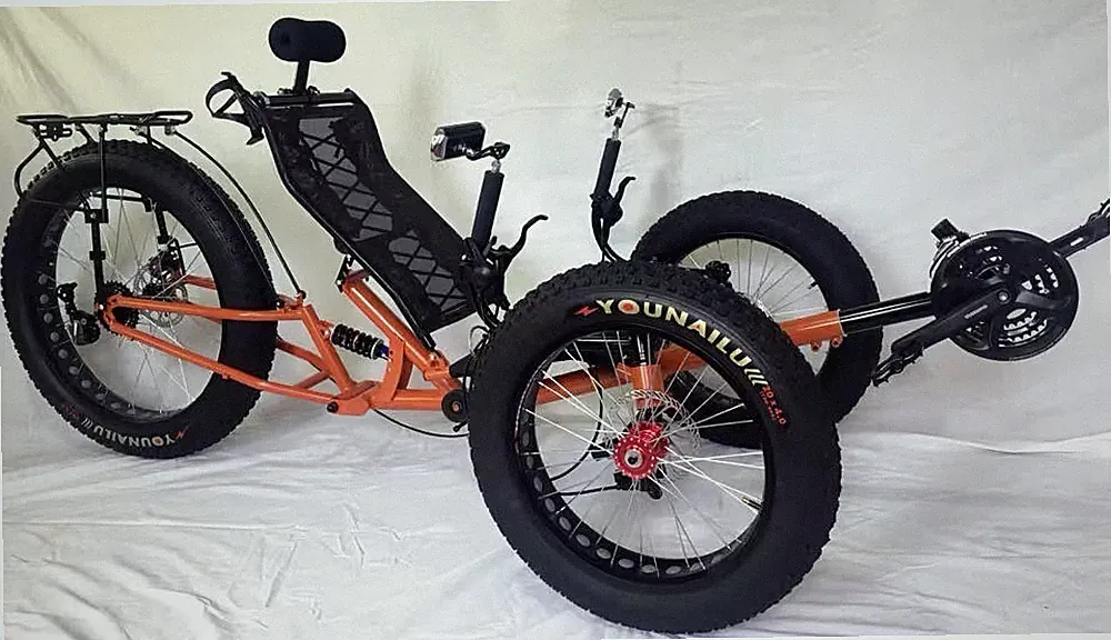Fat Tire 9 Speed Shimano Recumbent 3 Wheel Pedal Tricycle Bike Bicycle