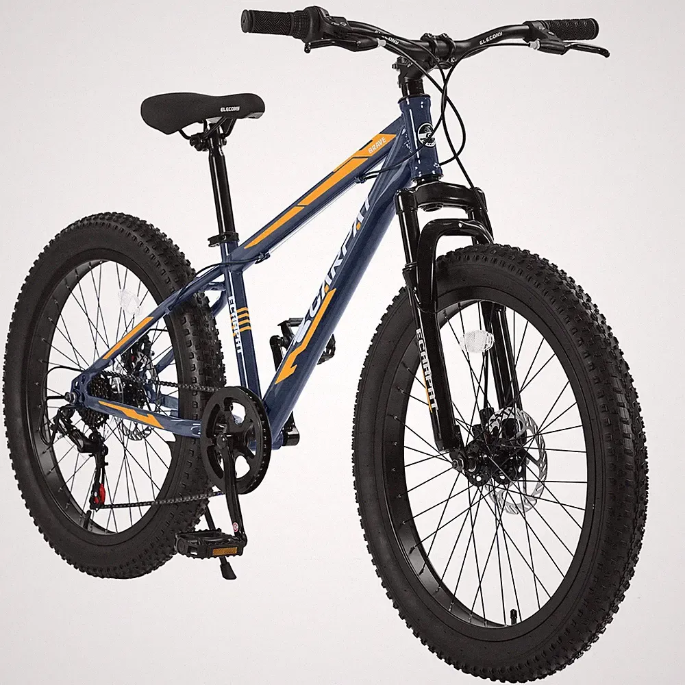 Grey 24 inch Fat Tire Bike, Shimano 7-Speed Trail Mountain Bike for Adult