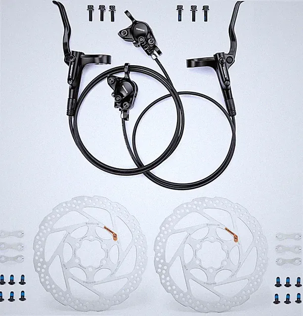 Shimano Altus MT200 Hydraulic Disc Brakes Set Front & Rear + 2 RT56-180mm Rotors