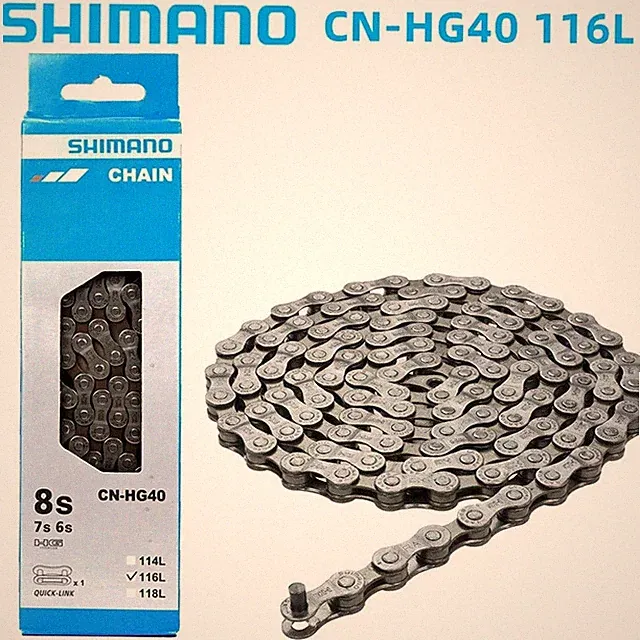 Shimano CN-HG40 6/7/8-Speed 116-Links Chain for 18/21/24-Speed Bike (With Link)