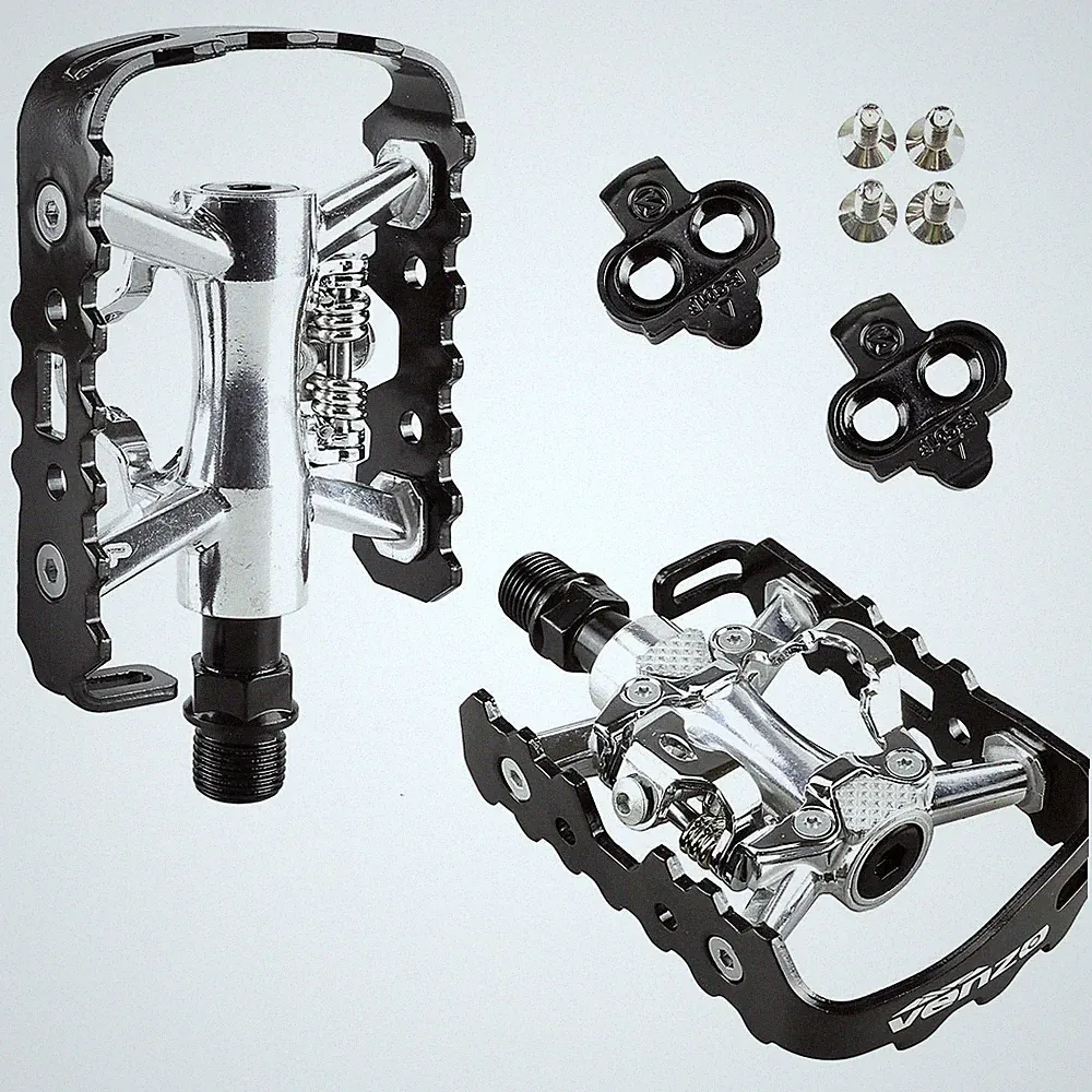 VENZO Multi-Use Compatible with Shimano SPD Clips Mountain Bike Bicycle Pedals